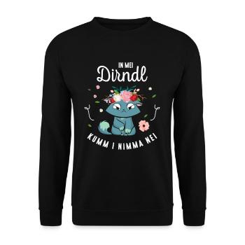 In Mei Dirndl Kumm I Nimma Nei Tracht Ersatz - Unisex Pullover - Schwarz - Vorne - Alina (178cm) & Michal (187cm)