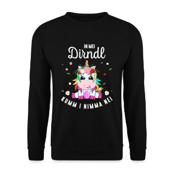 In Mei Dirndl Kumm I Nimma Nei Tracht Ersatz - Unisex Pullover - Schwarz - Vorne - Alina (178cm) & Michal (187cm)