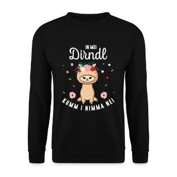 In Mei Dirndl Kumm I Nimma Nei Tracht Ersatz - Unisex Pullover - Schwarz - Vorne - Alina (178cm) & Michal (187cm)
