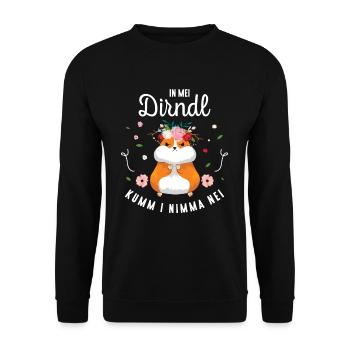 In Mei Dirndl Kumm I Nimma Nei Tracht Ersatz - Unisex Pullover - Schwarz - Vorne - Alina (178cm) & Michal (187cm)