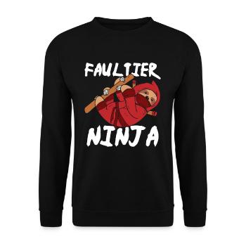 Faultier Ninja - Unisex Pullover - Schwarz - Vorne - Alina (178cm) & Michal (187cm)