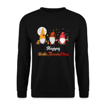 Happy HelloThanksMas Dwarves Halloween Christmas - Unisex Sweatshirt - black - Front - Alina (178cm) & Michal (187cm)