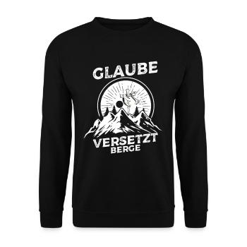 Glaube Versetzt Berge Religion Jesus Kreuz Gott - Unisex Pullover - Schwarz - Vorne - Alina (178cm) & Michal (187cm)