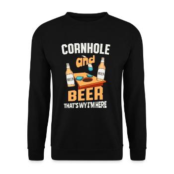 Cornhole and beer That's why I'm here fun - Unisex Sweatshirt - black - Front - Alina (178cm) & Michal (187cm)