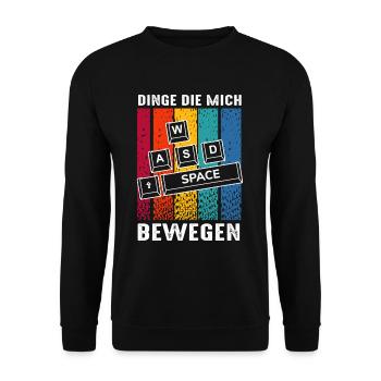 Dinge Die Mich Bewegen WASD PC Gamer Tastatur - Unisex Pullover - Schwarz - Vorne - Alina (178cm) & Michal (187cm)