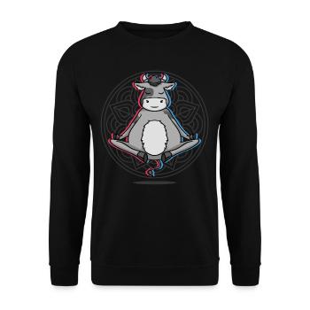 Yoga Vache Bovins Yoga - Sweat-shirt Unisexe - noir - Devant - Alina (178cm) & Michal (187cm)