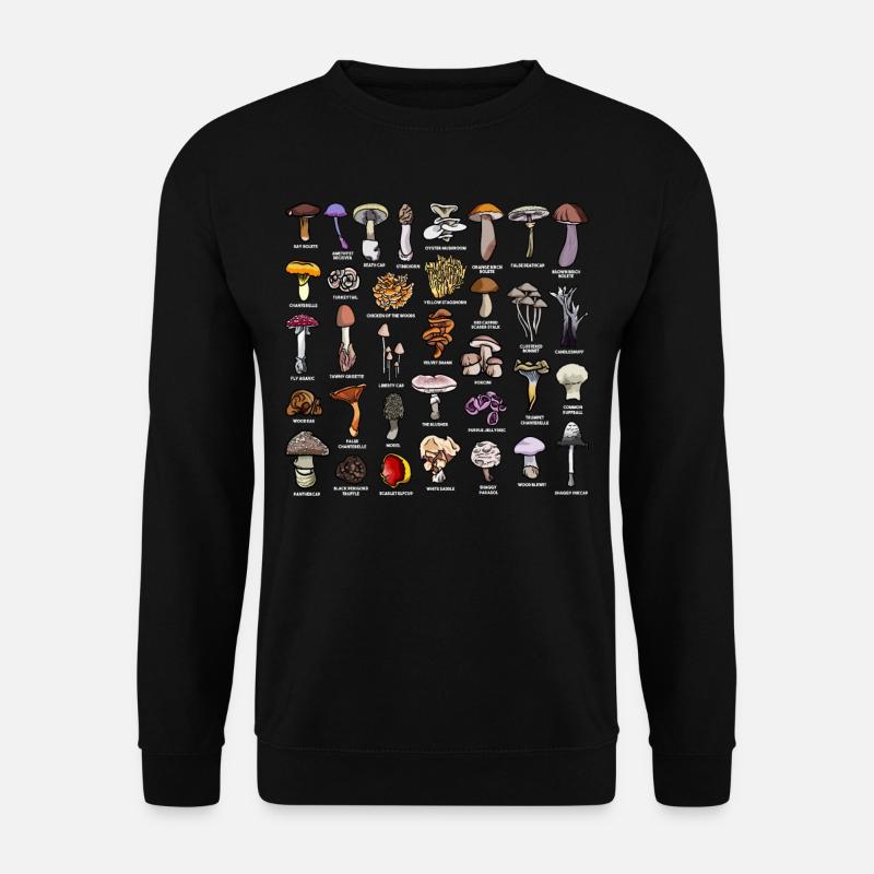 Pilze mit Bezeichnung Pilzsammlung - Unisex Pullover - Schwarz