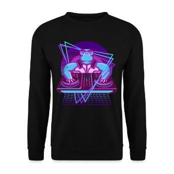 Techno Schildkröte Vaporwave DJ Schildkröte - Unisex Pullover - Schwarz - Vorne - Alina (178cm) & Michal (187cm)
