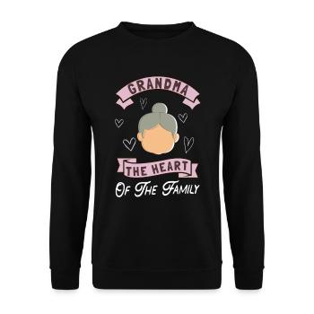 Grand-mère le cœur de la famille grand-mère - Sweat-shirt Unisexe - noir - Devant - Alina (178cm) & Michal (187cm)