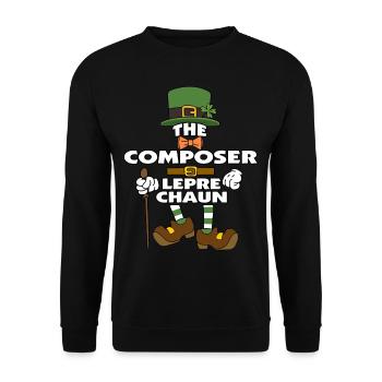 The Composer Leprechaun St Patrick's Day - Unisex Pullover - Schwarz - Vorne - Alina (178cm) & Michal (187cm)
