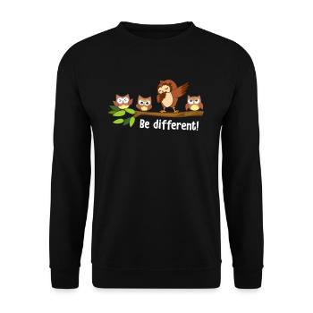 Be Different Dabbing Eule - Unisex Pullover - Schwarz - Vorne - Alina (178cm) & Michal (187cm)