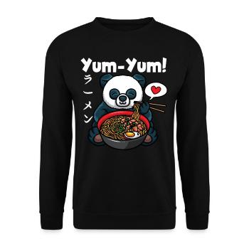 Anime Panda Ramen Noodles Manga Kawaii - Unisex Sweatshirt - black - Front - Alina (178cm) & Michal (187cm)