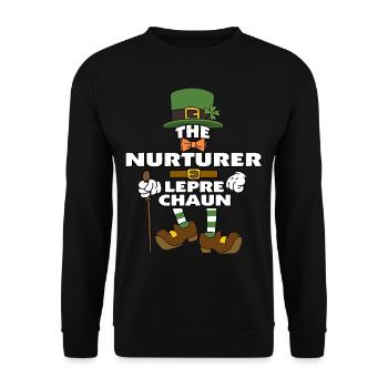 The Nurturer Leprechaun St Patrick's Day - Unisex Sweatshirt - black - Front - Alina (178cm) & Michal (187cm)