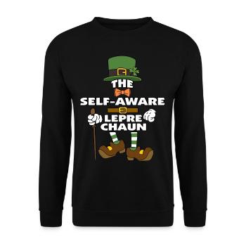 The Self-Aware Leprechaun St Patrick's Day - Unisex Pullover - Schwarz - Vorne - Alina (178cm) & Michal (187cm)