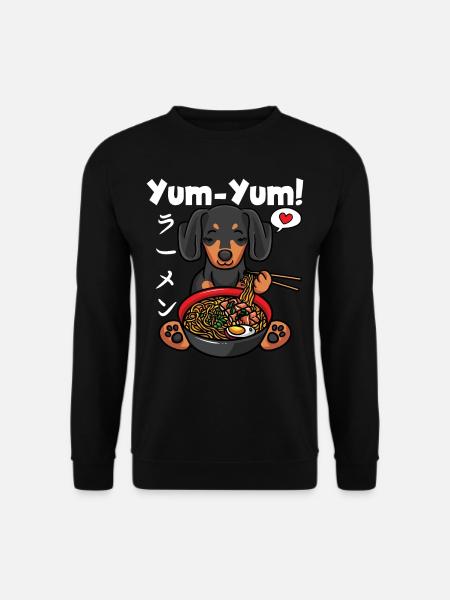 Yum Yum Japan Anime Ramen Nudel Dackel - Unisex Pullover - Schwarz