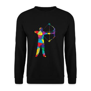 Low Poly Bogenjäger Poly Bogenjagd - Unisex Pullover - Schwarz - Vorne - Alina (178cm) & Michal (187cm)