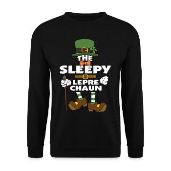 The Sleepy Leprechaun St Patrick's Day - Unisex Sweatshirt - black - Front - Alina (178cm) & Michal (187cm)