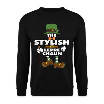 The Stylish Leprechaun St Patrick's Day - Unisex Sweatshirt - black - Front - Alina (178cm) & Michal (187cm)