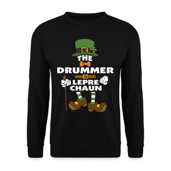 The Drummer Leprechaun St Patrick's Day - Unisex Sweatshirt - black - Front - Alina (178cm) & Michal (187cm)