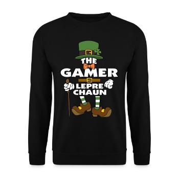 The Gamer Leprechaun St Patrick's Day - Unisex Sweatshirt - black - Front - Alina (178cm) & Michal (187cm)