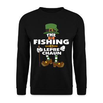 The Fishing Leprechaun St Patrick's Day - Unisex Sweatshirt - black - Front - Alina (178cm) & Michal (187cm)