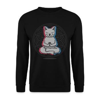 Yoga Cat - Unisex Sweatshirt - black - Front - Alina (178cm) & Michal (187cm)