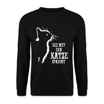 Die Mit Der Katze Spricht - Unisex Pullover - Schwarz - Vorne - Alina (178cm) & Michal (187cm)