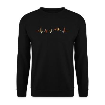 Escalade de montagne Vintage Heartbeat Mountain ECG - Sweat-shirt Unisexe - noir - Devant - Alina (178cm) & Michal (187cm)