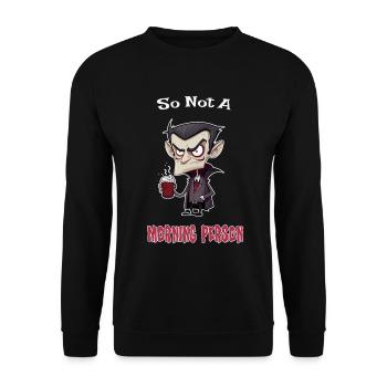 Kaffee Vampir Kein Morgenmensch Lustiges Koffein - Unisex Pullover - Schwarz - Vorne - Alina (178cm) & Michal (187cm)