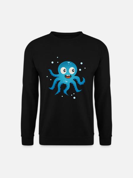 Niedlicher Oktopus Lustiges Kinder Tintenfisch - Unisex Pullover - Schwarz