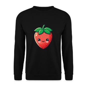 Süße Kawaii Erdbeere Obstliebhaber Obstbauer - Unisex Pullover - Schwarz - Vorne - Alina (178cm) & Michal (187cm)