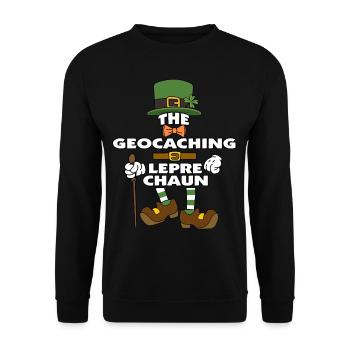 The Geocaching Leprechaun St Patrick's Day - Unisex Sweatshirt - black - Front - Alina (178cm) & Michal (187cm)