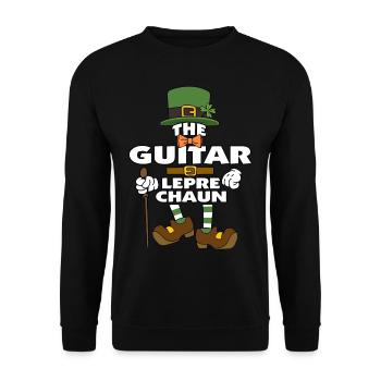 The Guitar Leprechaun St Patrick's Day - Unisex Sweatshirt - black - Front - Alina (178cm) & Michal (187cm)