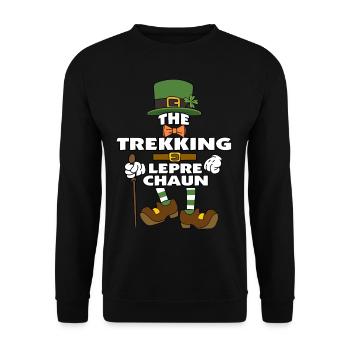 The Trekking Leprechaun St Patrick's Day - Unisex Sweatshirt - black - Front - Alina (178cm) & Michal (187cm)