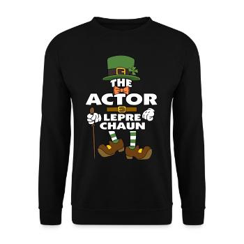 The Actor Leprechaun St Patrick's Day - Unisex Pullover - Schwarz - Vorne - Alina (178cm) & Michal (187cm)