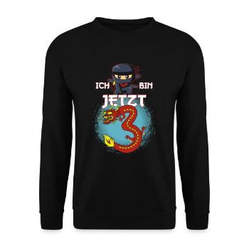 3rd birthday boy 3 years old three-year-old ninja - Unisex Sweatshirt - black - Front - Alina (178cm) & Michal (187cm)