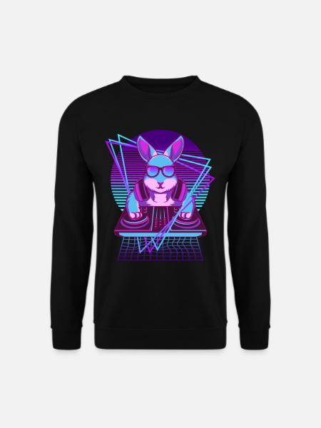 Party Musik Techno Hasen Vaporwave DJ Kaninchen - Unisex Pullover - Schwarz