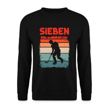 7. Geburtstag Hockey 7 Jahre Alt Eishockey - Unisex Pullover - Schwarz - Vorne - Alina (178cm) & Michal (187cm)
