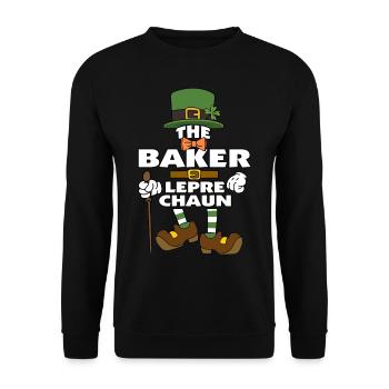 The Baker Leprechaun St Patrick's Day - Unisex Pullover - Schwarz - Vorne - Alina (178cm) & Michal (187cm)
