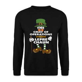 The Chief Of Operations Leprechaun St Patricks Day - Unisex Pullover - Schwarz - Vorne - Alina (178cm) & Michal (187cm)