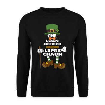 The Loan Officer Leprechaun St Patrick's Day - Unisex Pullover - Schwarz - Vorne - Alina (178cm) & Michal (187cm)