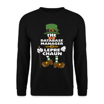 The Database Manager Leprechaun St Patrick's Day - Unisex Pullover - Schwarz - Vorne - Alina (178cm) & Michal (187cm)
