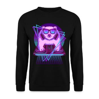 Vaporwave Eisbär DJ Pult Eisbär - Unisex Pullover - Schwarz - Vorne - Alina (178cm) & Michal (187cm)