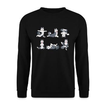 Yoga Husky Meditation Dog fait des exercices de yoga - Sweat-shirt Unisexe - noir - Devant - Alina (178cm) & Michal (187cm)