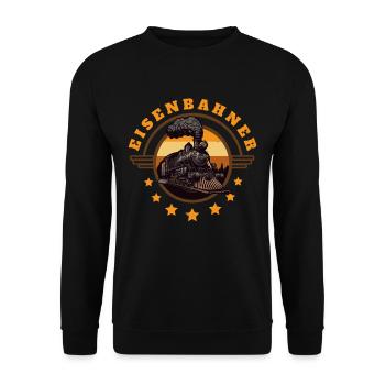 Eisenbahner Dampflok Eisenbahn Retro Liebhaber - Unisex Pullover - Schwarz - Vorne - Alina (178cm) & Michal (187cm)