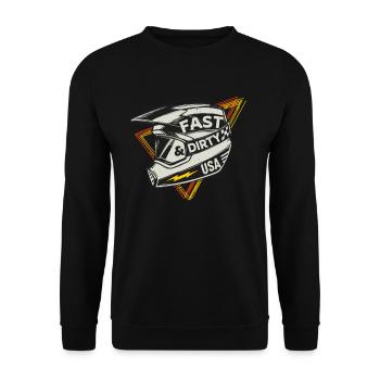 Schnell Schmutzig Dirt Bike Helm Motocross Biker - Unisex Pullover - Schwarz - Vorne - Alina (178cm) & Michal (187cm)