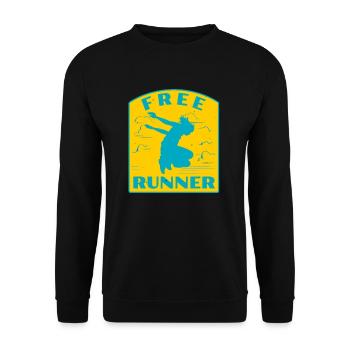 Freerunning Parkour Vintage Freerunner Streetwear - Sweat-shirt Unisexe - noir - Devant - Alina (178cm) & Michal (187cm)