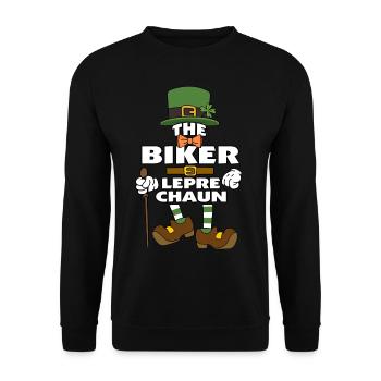 The Biker Leprechaun St Patrick's Day - Unisex Sweatshirt - black - Front - Alina (178cm) & Michal (187cm)