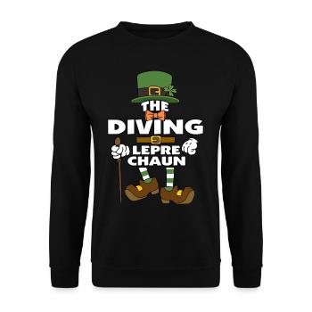 The Diving Leprechaun St Patrick's Day - Unisex Sweatshirt - black - Front - Alina (178cm) & Michal (187cm)