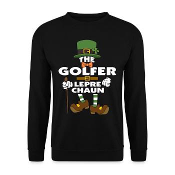 The Golfer Leprechaun St Patrick's Day - Unisex Pullover - Schwarz - Vorne - Alina (178cm) & Michal (187cm)